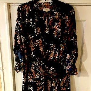 Loft button up tie waist dress